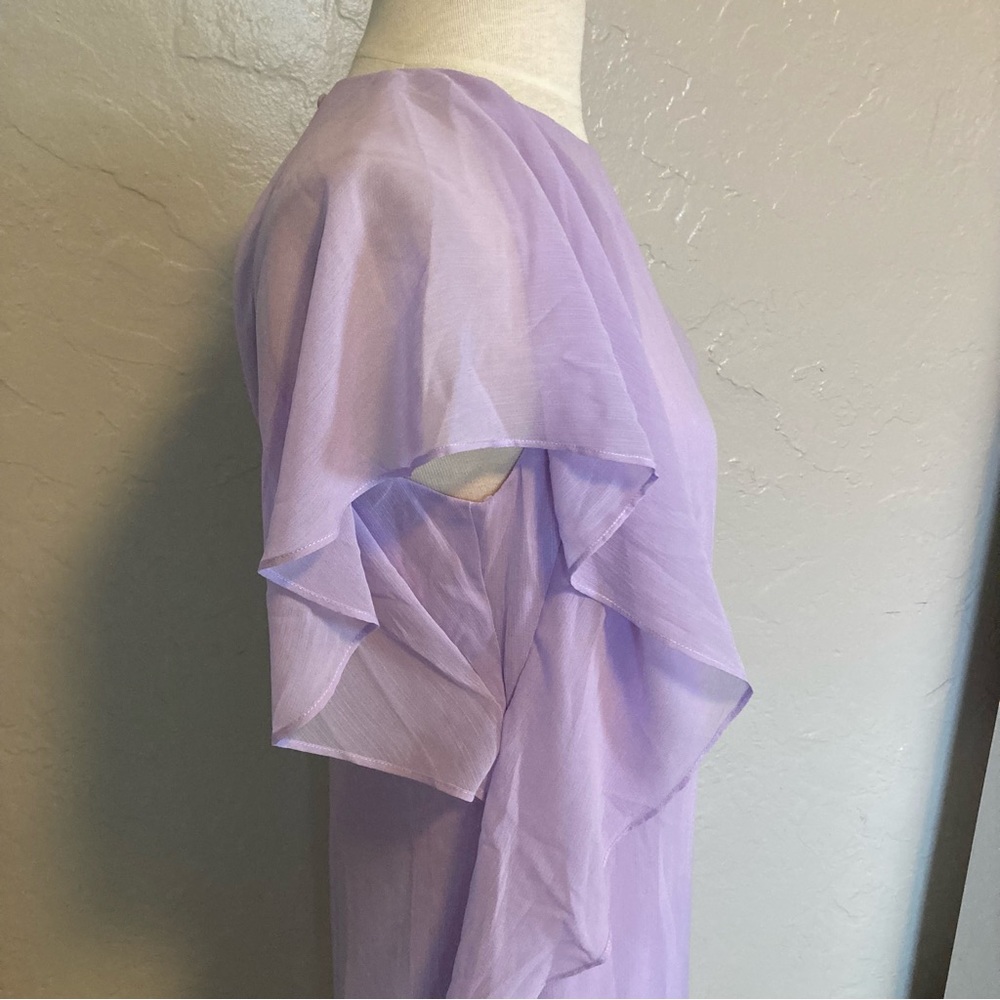 NEW!  Lauren Ralph Lauren Ruffled Olokun crepe Dress in ‘violet’ - Picture 7 of 13
